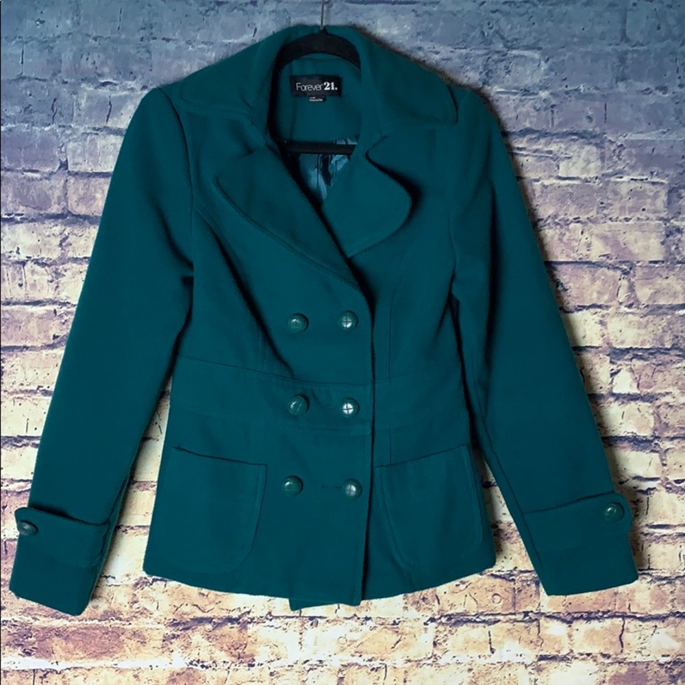 Forever 21 Teal Green Pea Coat